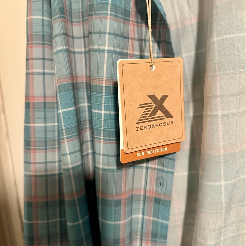 ZeroXposur Teal and Pink Plaid Button Down Shirt - Picture 2 of 4